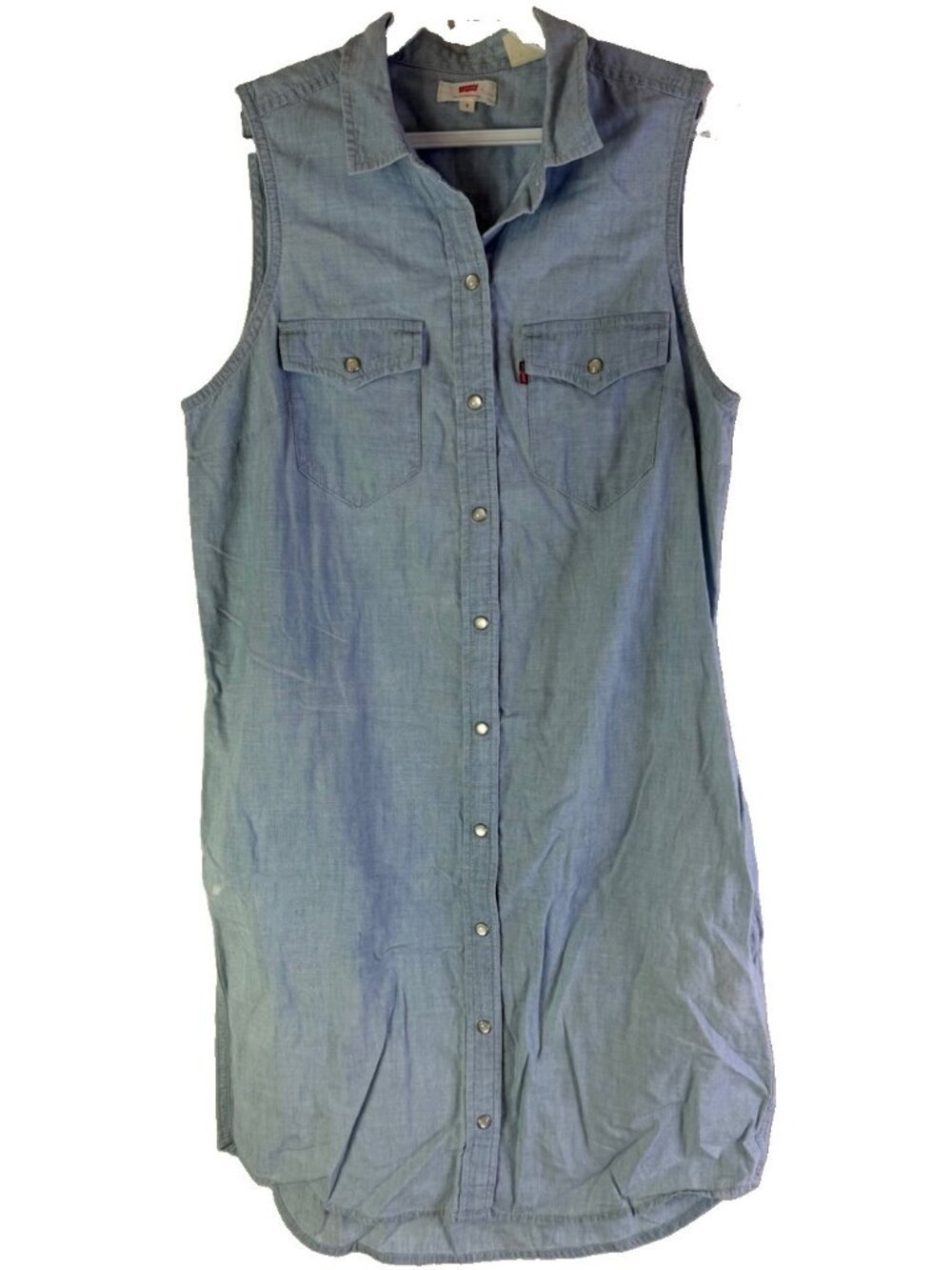 Levis Dress Pearl Snap Denim Jean Sleeveless Western Country